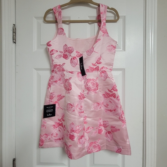 Lulus NWT Brighter Side Pink Floral Satin Dress. - Picture 5 of 15